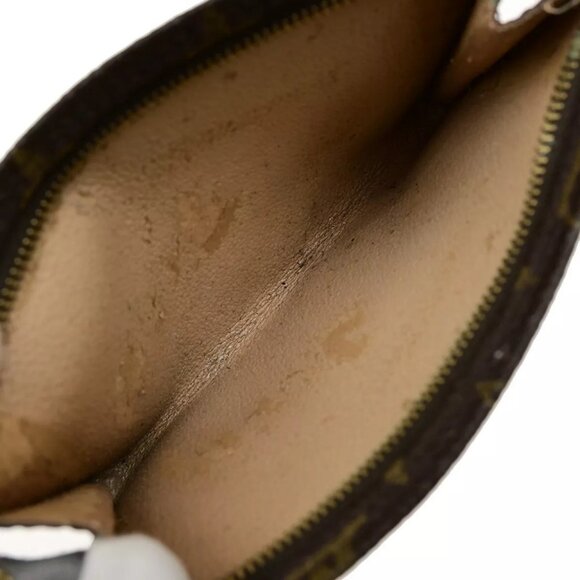 LOUIS VUITTON Logo BUCKET PM Pouch Bag Monogram Leather Brown France 60EE072 - Picture 7 of 13
